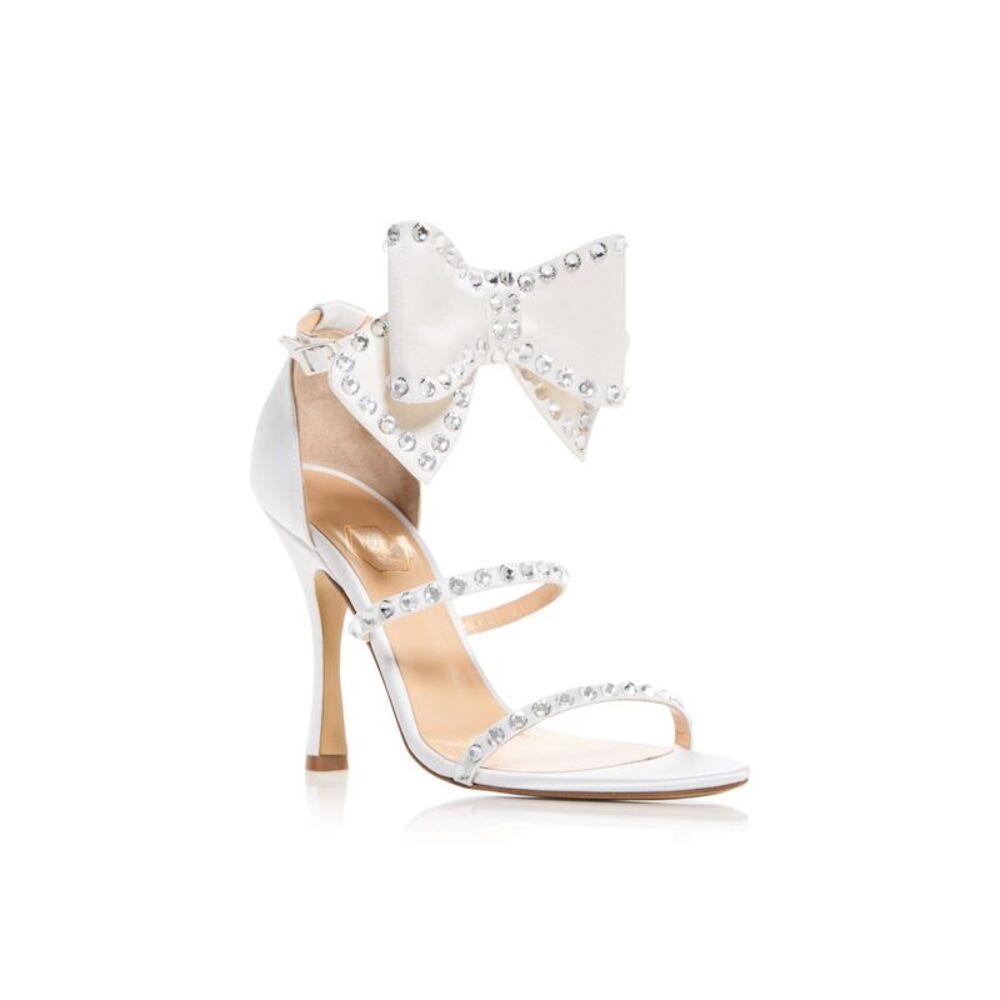 NALEBE Womens Ivory Malika Dimante Open Toe Stiletto Heeled Sandal 40